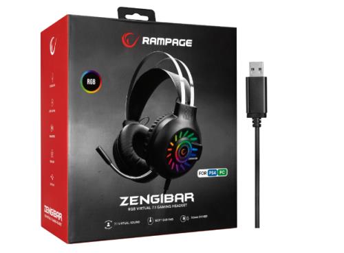 RAMPAGE RM-K44 ZENGIBAR USB 7.1 SURROUND SİYAH IŞIK EFEKTİ GAMING KULAKLIK